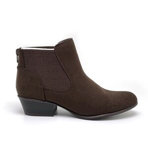 UNIONBAY Teagan Ankle Booties Dark Brown Faux Suede Size 8
